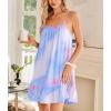 imageEkouaer Nightgowns for Women Spaghetti Strap Night Gown Sleeveless Sleep Dress Chemise SleepwearBlue Pink Tie Dye
