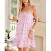 imageEkouaer Nightgowns for Women Spaghetti Strap Night Gown Sleeveless Sleep Dress Chemise SleepwearFloral Pink