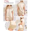 imageEkouaer Satin Pajama Set for Women Button Up 2 Piece Silky Pj Shorts Set Soft Sleepwear Short Sleeve LoungewearChampagne