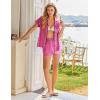 imageEkouaer Satin Pajama Set for Women Button Up 2 Piece Silky Pj Shorts Set Soft Sleepwear Short Sleeve LoungewearHot Pink Leopard