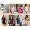 imageEkouaer Satin Pajama Set for Women Button Up 2 Piece Silky Pj Shorts Set Soft Sleepwear Short Sleeve LoungewearNavy Blue