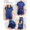imageEkouaer Satin Pajama Set for Women Button Up 2 Piece Silky Pj Shorts Set Soft Sleepwear Short Sleeve LoungewearNavy Blue