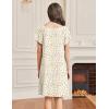 imageEkouaer Womens Nightgown Lace Trim Sleep Shirt Flare Short Sleeve Nightshirt Pleated Nightdress V Neck Pajama DressYellow Green Leaves