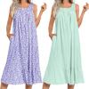imageEkouaer 2 Pack Nightgowns for Women Sleeveless Long Night Gowns Victorian Nightdress with Pockets Soft Ladies GownFloral PurpleLight Green