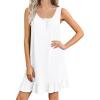 imageEkouaer Nightgowns for Women Sleeveless Nightdress Cute Night Gowns Short Sleepshirt Soft Sleepwear Pajama Dress SXXXLWhite