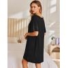 imageEkouaer 2 Pack Nightgowns for Women Short Sleeve Sleepshirt V Neck Nightshirt Casual Print SleepwearAblackLeopard