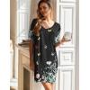 imageEkouaer 2 Pack Nightgowns for Women Short Sleeve Sleepshirt V Neck Nightshirt Casual Print SleepwearBlackButterfly