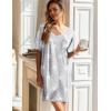imageEkouaer 2 Pack Nightgowns for Women Short Sleeve Sleepshirt V Neck Nightshirt Casual Print SleepwearBlackGrey Pentagram