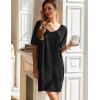 imageEkouaer 2 Pack Nightgowns for Women Short Sleeve Sleepshirt V Neck Nightshirt Casual Print SleepwearBlackLilac