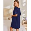 imageEkouaer 2 Pack Nightgowns for Women Short Sleeve Sleepshirt V Neck Nightshirt Casual Print SleepwearNavy BlueBlack