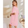 imageEkouaer 2 Pack Nightgowns for Women Short Sleeve Sleepshirt V Neck Nightshirt Casual Print SleepwearPinkDark Gray