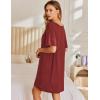 imageEkouaer 2 Pack Nightgowns for Women Short Sleeve Sleepshirt V Neck Nightshirt Casual Print SleepwearWine RedNavy Blue
