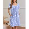 imageEkouaer Moo Moos for Women Short Sleeve House Dresses with Pockets Pleated Mumu Dress Soft Nightgowns SXXXLBlue  White Birds