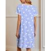 imageEkouaer Moo Moos for Women Short Sleeve House Dresses with Pockets Pleated Mumu Dress Soft Nightgowns SXXXLBlue  White Birds