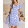 imageEkouaer Moo Moos for Women Short Sleeve House Dresses with Pockets Pleated Mumu Dress Soft Nightgowns SXXXLBlue  White Birds