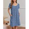 imageEkouaer Moo Moos for Women Short Sleeve House Dresses with Pockets Pleated Mumu Dress Soft Nightgowns SXXXLBlue White  Red Florals