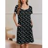 imageEkouaer Moo Moos for Women Short Sleeve House Dresses with Pockets Pleated Mumu Dress Soft Nightgowns SXXXLGreen White Print