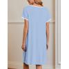 imageEkouaer Moo Moos for Women Short Sleeve House Dresses with Pockets Pleated Mumu Dress Soft Nightgowns SXXXLLight Blue