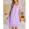 imageEkouaer Moo Moos for Women Short Sleeve House Dresses with Pockets Pleated Mumu Dress Soft Nightgowns SXXXLLight Purple Florals