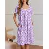 imageEkouaer Moo Moos for Women Short Sleeve House Dresses with Pockets Pleated Mumu Dress Soft Nightgowns SXXXLLight Purple Florals