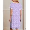 imageEkouaer Moo Moos for Women Short Sleeve House Dresses with Pockets Pleated Mumu Dress Soft Nightgowns SXXXLPurple White Florals