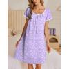 imageEkouaer Moo Moos for Women Short Sleeve House Dresses with Pockets Pleated Mumu Dress Soft Nightgowns SXXXLPurple White Florals