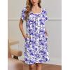 imageEkouaer Moo Moos for Women Short Sleeve House Dresses with Pockets Pleated Mumu Dress Soft Nightgowns SXXXLWhite Purple  Blue Floral
