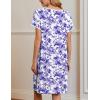 imageEkouaer Moo Moos for Women Short Sleeve House Dresses with Pockets Pleated Mumu Dress Soft Nightgowns SXXXLWhite Purple  Blue Floral