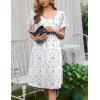 imageEkouaer Moo Moos for Women Short Sleeve House Dresses with Pockets Pleated Mumu Dress Soft Nightgowns SXXXLWhite Purple  Pink Florals