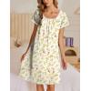 imageEkouaer Moo Moos for Women Short Sleeve House Dresses with Pockets Pleated Mumu Dress Soft Nightgowns SXXXLYellow Green Leaves