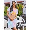 imageEkouaer Nightgowns for Women 2 Pack Night Gowns Short Sleeve Sleepshirts Pullover Nightshirts Soft Sleepwear SXXXLBlackTie Dye