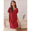 imageEkouaer Nightgowns for Women 2 Pack Night Gowns Short Sleeve Sleepshirts Pullover Nightshirts Soft Sleepwear SXXXLBlackWine Red
