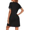 imageEkouaer Nightgowns for Women Button Down Sleep Shirt Short Sleeve Night Shirt Soft Pajama Dress V Neck Sleepwear With PocketsBlack