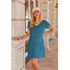 imageEkouaer Nightgowns for Women Button Down Sleep Shirt Short Sleeve Night Shirt Soft Pajama Dress V Neck Sleepwear With PocketsBlue Green