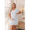 imageEkouaer Nightgowns for Women Button Down Sleep Shirt Short Sleeve Night Shirt Soft Pajama Dress V Neck Sleepwear With PocketsGrey Stars