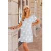 imageEkouaer Nightgowns for Women Button Down Sleep Shirt Short Sleeve Night Shirt Soft Pajama Dress V Neck Sleepwear With PocketsGrey Stars