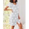 imageEkouaer Nightgowns for Women Button Down Sleep Shirt Short Sleeve Night Shirt Soft Pajama Dress V Neck Sleepwear With PocketsGrey Stars