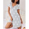 imageEkouaer Nightgowns for Women Button Down Sleep Shirt Short Sleeve Night Shirt Soft Pajama Dress V Neck Sleepwear With PocketsGrey Stars
