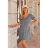 imageEkouaer Nightgowns for Women Button Down Sleep Shirt Short Sleeve Night Shirt Soft Pajama Dress V Neck Sleepwear With PocketsMid Grey