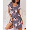 imageEkouaer Nightgowns for Women Button Down Sleep Shirt Short Sleeve Night Shirt Soft Pajama Dress V Neck Sleepwear With PocketsPink Flower