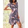 imageEkouaer Nightgowns for Women Button Down Sleep Shirt Short Sleeve Night Shirt Soft Pajama Dress V Neck Sleepwear With PocketsPink Flower