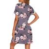 imageEkouaer Nightgowns for Women Button Down Sleep Shirt Short Sleeve Night Shirt Soft Pajama Dress V Neck Sleepwear With PocketsPink Flower
