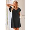 imageEkouaer Nightgowns for Women Short Sleeve Night Gown Comfy Sleep Shirt Soft Sleep Dress Pleated SleepwearAblack