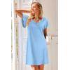 imageEkouaer Nightgowns for Women Short Sleeve Night Gown Comfy Sleep Shirt Soft Sleep Dress Pleated SleepwearBlue