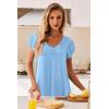 imageEkouaer Nightgowns for Women Short Sleeve Night Gown Comfy Sleep Shirt Soft Sleep Dress Pleated SleepwearBlue
