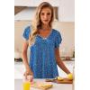 imageEkouaer Nightgowns for Women Short Sleeve Night Gown Comfy Sleep Shirt Soft Sleep Dress Pleated SleepwearBlue Dog Paw