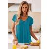 imageEkouaer Nightgowns for Women Short Sleeve Night Gown Comfy Sleep Shirt Soft Sleep Dress Pleated SleepwearBlue Green