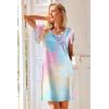 imageEkouaer Nightgowns for Women Short Sleeve Night Gown Comfy Sleep Shirt Soft Sleep Dress Pleated SleepwearColorful Tiedye
