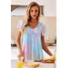 imageEkouaer Nightgowns for Women Short Sleeve Night Gown Comfy Sleep Shirt Soft Sleep Dress Pleated SleepwearColorful Tiedye