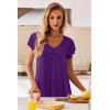 imageEkouaer Nightgowns for Women Short Sleeve Night Gown Comfy Sleep Shirt Soft Sleep Dress Pleated SleepwearDeep Purple